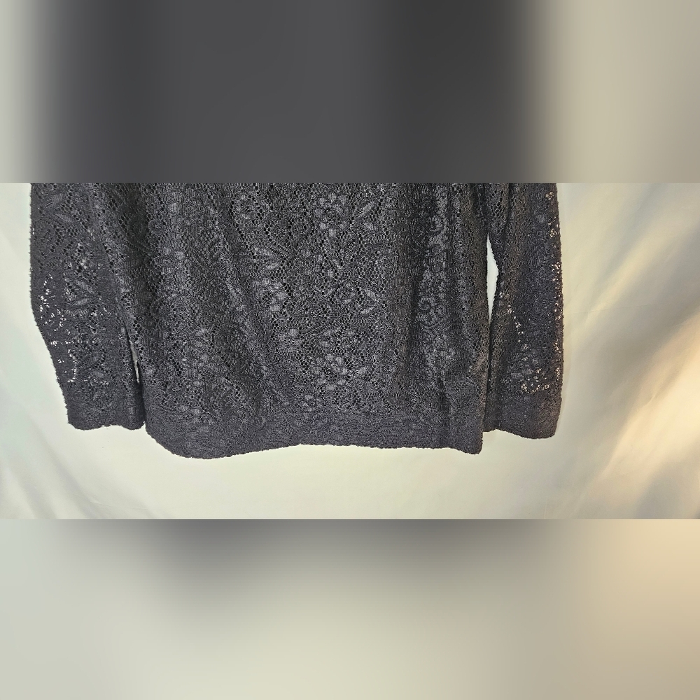 Juicy Couture  Black Lace Top Blouse XL NWT Long Sleeve Ruffle  Whimsy Goth - Picture 6 of 11